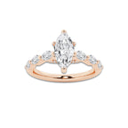 1.16 ctw Marquise Lab-Grown Diamond Marquise Side Stone Engagement Ring in 14K Rose Gold for Women | Colorless E, VS1 Clarity, IGI Certified 0.75 ct Center Diamond