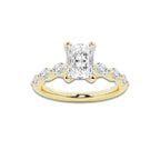 1.16 ctw Radiant Lab-Grown Diamond Marquise Side Stone Engagement Ring in 14K Yellow Gold for Women | Colorless E, VS1 Clarity, IGI Certified 0.75 ct Center Diamond