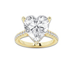 8.46 ctw Heart Lab-Grown Diamond Hidden Halo Side Stone Engagement Ring in 18K Yellow Gold for Women | Colorless E, VS1 Clarity, IGI Certified 8.00 ct Center Diamond