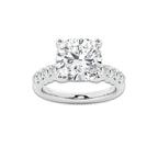 8.66 Ct Cushion Lab-Grown Diamond Half Eternity Engagement Ring in 14K White Gold for Female, Colorless (D), VVS1 Clarity | IGI Certified, 8.00 Ct Center Diamond