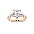 2.90 ctw Heart Lab-Grown Diamond Pave Engagement Ring in 14K Rose Gold for Women | D Color, VVS1 Clarity, IGI Certified 2.50 ct Center Diamond