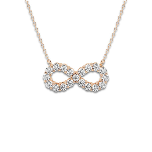 1 ctw Round Lab Grown Diamond Infinity Pendant with Adjustable Chain 14K Rose Gold, DE, VS1
