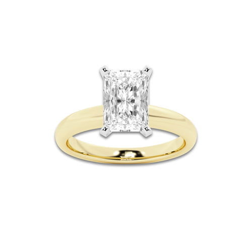 2.50 ctw Radiant Lab-Grown Diamond Minimalist Engagement Ring in 14K White Gold And Yellow Gold for Women | E Color, VS1 Clarity, IGI Certified