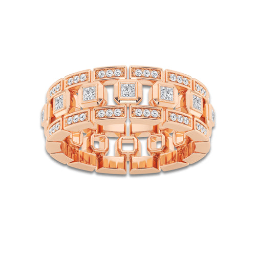 1/2 ctw Princess Cut Lab Grown Diamond Modern Wedding Band 14K Rose Gold, DE, VS1