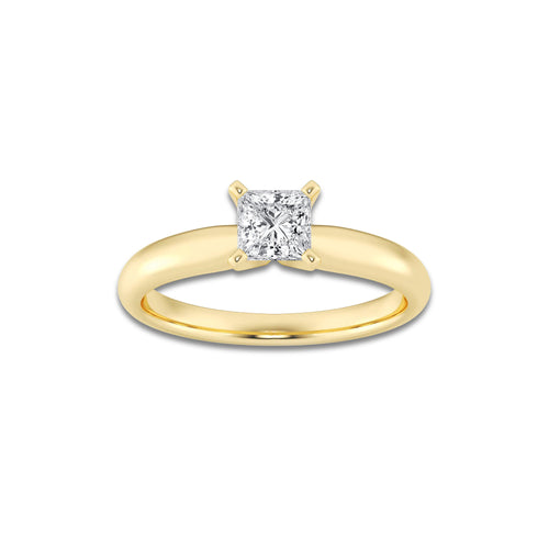1.00 ctw Princess Lab-Grown Diamond Minimalist Engagement Ring in 14K Yellow Gold for Women | D Color, VVS1 Clarity, IGI Certified