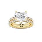 5.22 ctw Heart Lab-Grown Diamond Double Row Diamond Engagement Ring in 14K Yellow Gold for Women | Colorless D, VVS1 Clarity, IGI Certified 4.00 ct Center Diamond