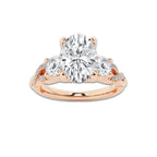 2.62 ctw Oval Lab-Grown Diamond Side Stone Engagement Ring in 14K Rose Gold for Women | Colorless D, VVS1 Clarity, IGI Certified 2.00 ct Center Diamond