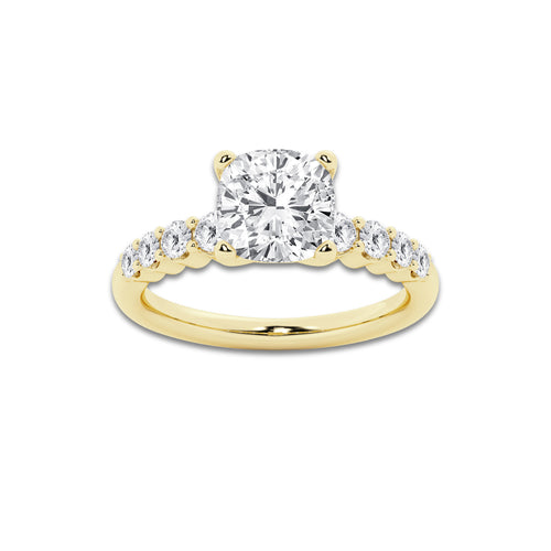 3.04 ctw Pear Lab-Grown Diamond Side Stone Engagement Ring in 14K Yellow Gold for Women | Colorless D, VVS1 Clarity, IGI Certified 2.50 Ct Center Diamond