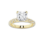 2.44 ctw Asscher Lab-Grown Diamond Twisted Band Engagement Ring in 14K Yellow Gold for Women | Colorless D, VVS1 Clarity, IGI Certified 2.00 ct Center Diamond