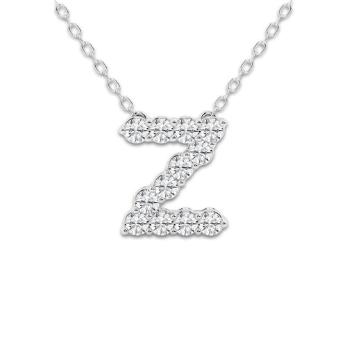 2/5 ctw Round Lab Grown Diamond Initial Z Personalized Pendant 14K White Gold, DE, VS1