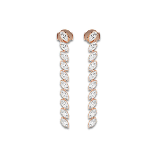 3 1/2 ctw Marquise Lab Grown Diamond Dangle Earrings 18K Rose Gold, DE, VS1