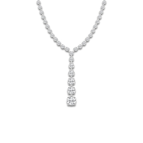 19 5/8 ctw Round Lab Grown Diamond Lariat Tennis Necklace 14K White Gold, DE, VS1
