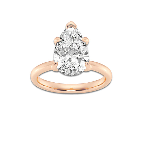 3.00 ctw Pear Lab-Grown Diamond Solitaire Engagement Ring in 14K Rose Gold for Women | Colorless D, VVS1 Clarity, IGI Certified