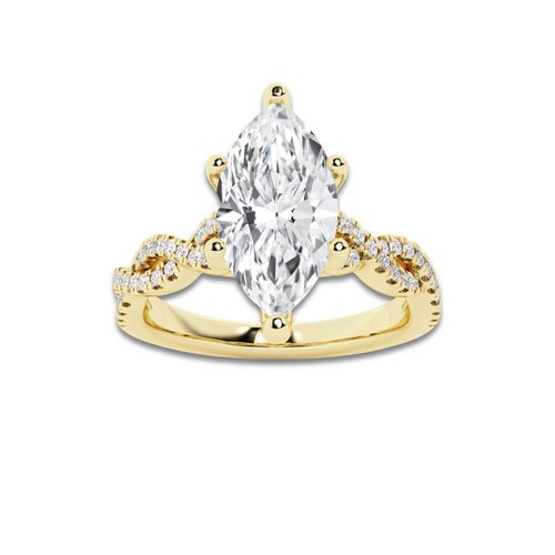 3.23 ctw Marquise Lab-Grown Diamond Twisted Shank Engagement Ring in 14K Yellow Gold for Women | D Color, VVS1 Clarity, IGI Certified 3.00 ct Center Diamond