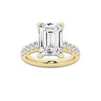 6.55 ctw Emerald Lab-Grown Diamond Pave Engagement Ring in 14K Yellow Gold for Women | D Color, VVS1 Clarity, IGI Certified 6.00 ct Center Diamond
