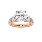 1.75 ctw Round Lab-Grown Diamond Three Stone Double Row Engagement Ring in 14K Rose Gold for Women | D Color, VVS1 Clarity, IGI Certified 1.00 ct Center Diamond