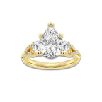 3.10 ctw Pear Lab-Grown Diamond Side Stone Engagement Ring in 14K Yellow Gold for Women | Colorless D, VVS1 Clarity, IGI Certified 2.50 ct Center Diamond