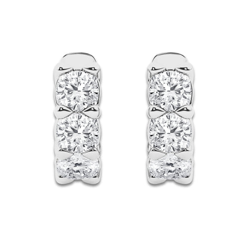 3 ctw Cushion Lab Grown Diamond Huggie Hoop Earrings Platinum, DE, VS1