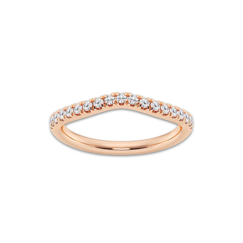 Meda 1/4 ctw Round Lab Grown Diamond Contour Wedding Band 14K Rose Gold, DE, VS1