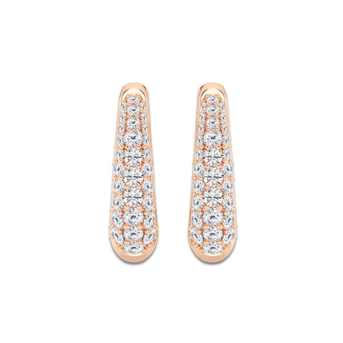 1/2 ctw Round Lab Grown Diamond Tapered Petite Hoop Earrings 14K Rose Gold, DE, VS1