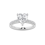 2.24 ctw Heart Lab-Grown Diamond Hidden Halo Side Stone Engagement Ring in Platinum for Women | Colorless D, VVS1 Clarity, IGI Certified 2.00 ct Center Diamond