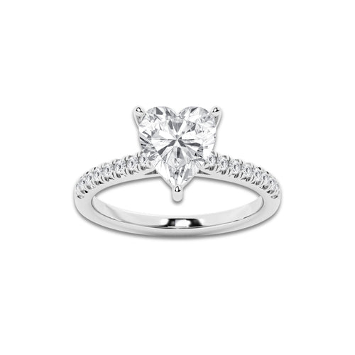 2.24 ctw Heart Lab-Grown Diamond Hidden Halo Side Stone Engagement Ring in Platinum for Women | Colorless D, VVS1 Clarity, IGI Certified 2.00 ct Center Diamond
