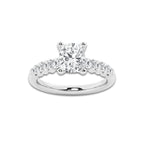 2.02 Ct Elongated Cushion Lab-Grown Diamond Half Eternity Engagement Ring in Platinum for Female, Colorless (E), VS1 Clarity | IGI Certified, 1.50 Ct Center Diamond