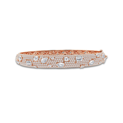 7 2/3 ctw Multi-Shape Lab Grown Diamond Scatter Bangle Bracelet - 7 Inches 14K Rose Gold, DE, VS1