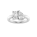 3 ctw Toi Et Moi Pear and Emerald Engagement Ring Platinum, E, VS1