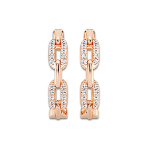 1/4 ctw Round Lab Grown Diamond Petite Paperclip Hoop Earrings 14K Rose Gold, DE, VS1