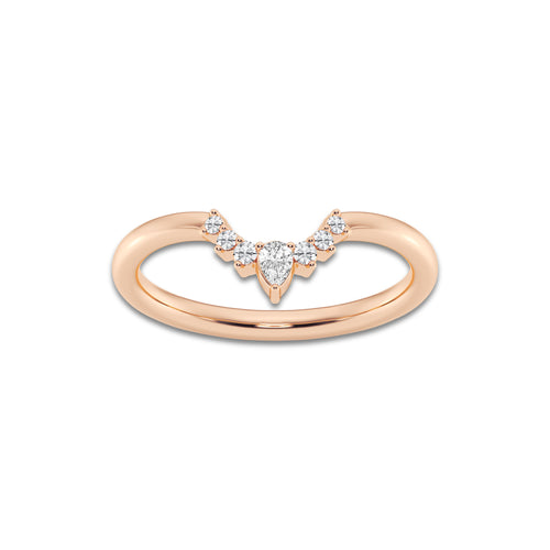 Michelle 1/10 ctw Pear Lab Grown Diamond Crescent Shape Stackable Ring 14K Rose Gold, DE, VS1 | 0.05 ct Center