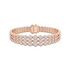8 1/2 ctw Round Lab Grown Diamond Triple Row Bracelet - 6.5 Inches 14K Rose Gold, DE, VS1