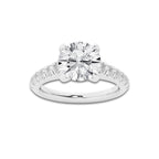 2.40 ctw Round Lab-Grown Diamond Pave Engagement Ring in 14K White Gold for Women | D Color, VVS1 Clarity, IGI Certified 2.00 ct Center Diamond