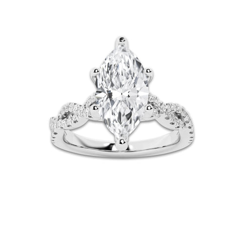 1.75 ctw Marquise Lab-Grown Diamond Twisted Shank Engagement Ring in 14K White Gold for Women | E Color, VS1 Clarity, IGI Certified 1.50 ct Center Diamond