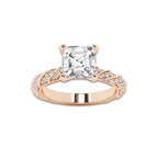 3.92 ctw Asscher Lab-Grown Diamond Twisted Band Engagement Ring in 14K Rose Gold for Women | Colorless E, VS1 Clarity, IGI Certified 3.50 ct Center Diamond