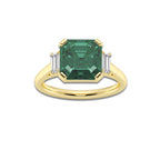 Bouvardia 3 1/4 ctw Asscher Cut Emerald and Baguette Lab Grown Diamond Engagement Ring 14K Yellow Gold | 3 ct Center