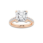 5.43 ctw Asscher Lab-Grown Diamond Pave Engagement Ring in 14K Rose Gold for Women | D Color, VVS1 Clarity, IGI Certified 5.00 ct Center Diamond