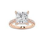 5.33 ctw Princess Lab-Grown Diamond Hidden Halo Side Stone Engagement Ring in 18K Rose Gold for Women | Colorless D, VVS1 Clarity, IGI Certified 5.00 ct Center Diamond