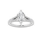 1.33 ctw Marquise Lab-Grown Diamond Split Shank Side Stone Engagement Ring in 14K White Gold for Women | Colorless E, VS1 Clarity, IGI Certified 1.00 ct Center Diamond