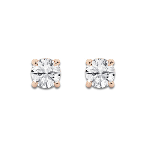 3 ctw Round Lab Grown Diamond Hidden Halo Basket Stud Earrings 14K Rose Gold, H, SI1