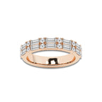 Mael 1 ctw Round & Baguette Lab Grown Diamond Double Row Ring 18K Rose Gold, DE, VS1