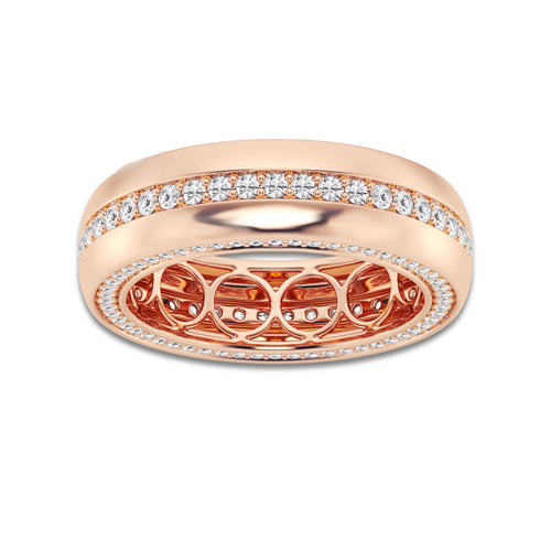 1 1/2 ctw Round Lab Grown Side Diamond Eternity Band - 8mm Width 14K Rose Gold, DE, VS1