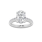 3.40 ctw Oval Lab-Grown Diamond Pave Engagement Ring in 14K White Gold for Women | D Color, VVS1 Clarity, IGI Certified 3.00 ct Center Diamond