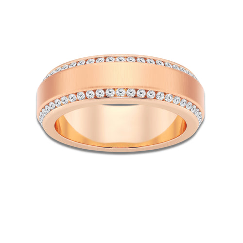 1 ctw Round Lab Grown Diamond 7mm Beveled Edge Satin Finish Eternity Band 14K Rose Gold, DE, VS1