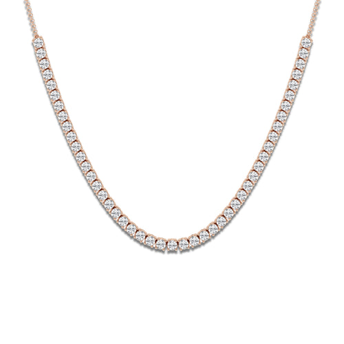 5 ctw Round Lab Grown Diamond Adjustable Choker Tennis Necklace 14K Rose Gold, DE, VS1