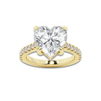 4.34 ctw Heart Lab-Grown Diamond Hidden Halo Side Stone Engagement Ring in 18K Yellow Gold for Women | Colorless D, VVS1 Clarity, IGI Certified 4.00 ct Center Diamond