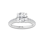 1.91 ctw Round Lab-Grown Diamond Pave Engagement Ring in 14K White Gold for Women | D Color, VVS1 Clarity, IGI Certified 1.50 ct Center Diamond