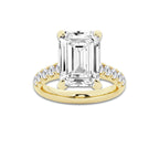 8.55 ctw Emerald Lab-Grown Diamond Pave Engagement Ring in 14K Yellow Gold for Women | E Color, VS1 Clarity, IGI Certified 8.00 ct Center Diamond