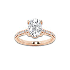 2.24 ctw Oval Lab-Grown Diamond Hidden Halo Side Stone Engagement Ring in 18K Rose Gold for Women | Colorless E, VS1 Clarity, IGI Certified 2.00 ct Center Diamond
