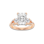 3.60 ctw Radiant Lab-Grown Diamond Side Stone Engagement Ring in 14K Rose Gold for Women | Colorless D, VVS1 Clarity, IGI Certified 3.00 ct Center Diamond